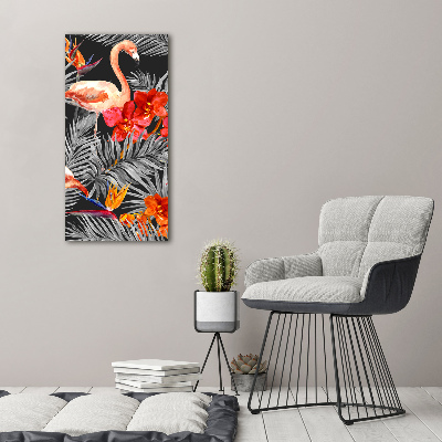 Vertikálny foto obraz akrylový Plameniaky a kvety