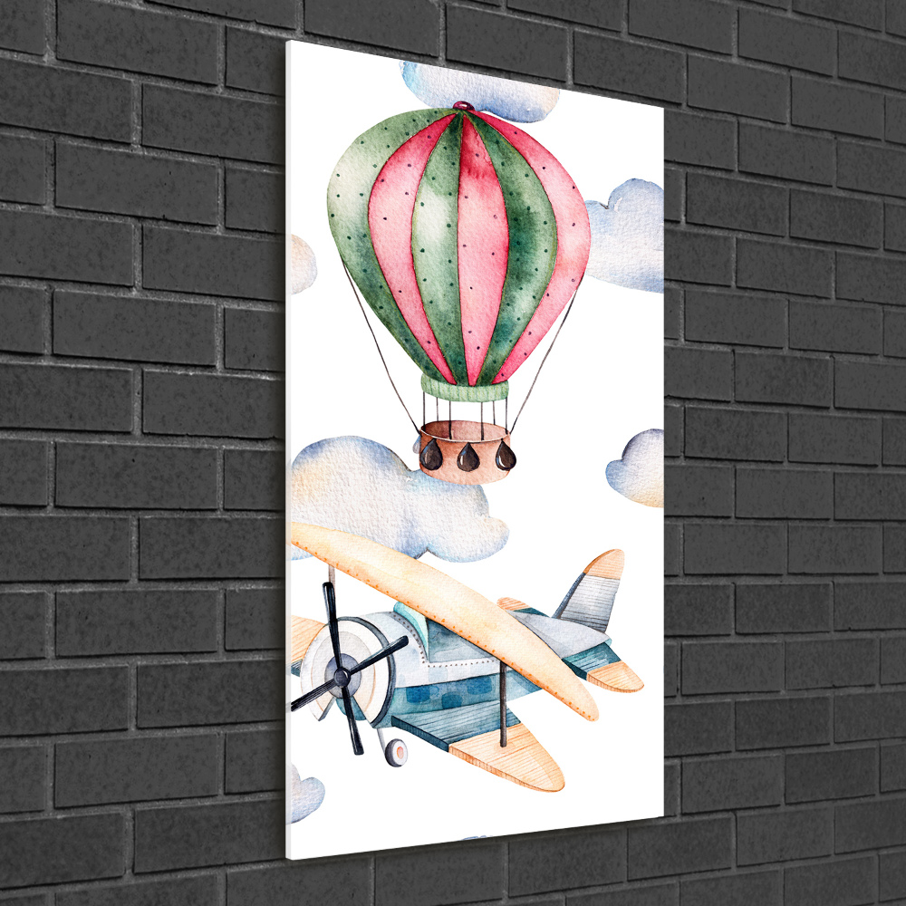 Vertikálny foto obraz akrylový Balóny a lietadlá