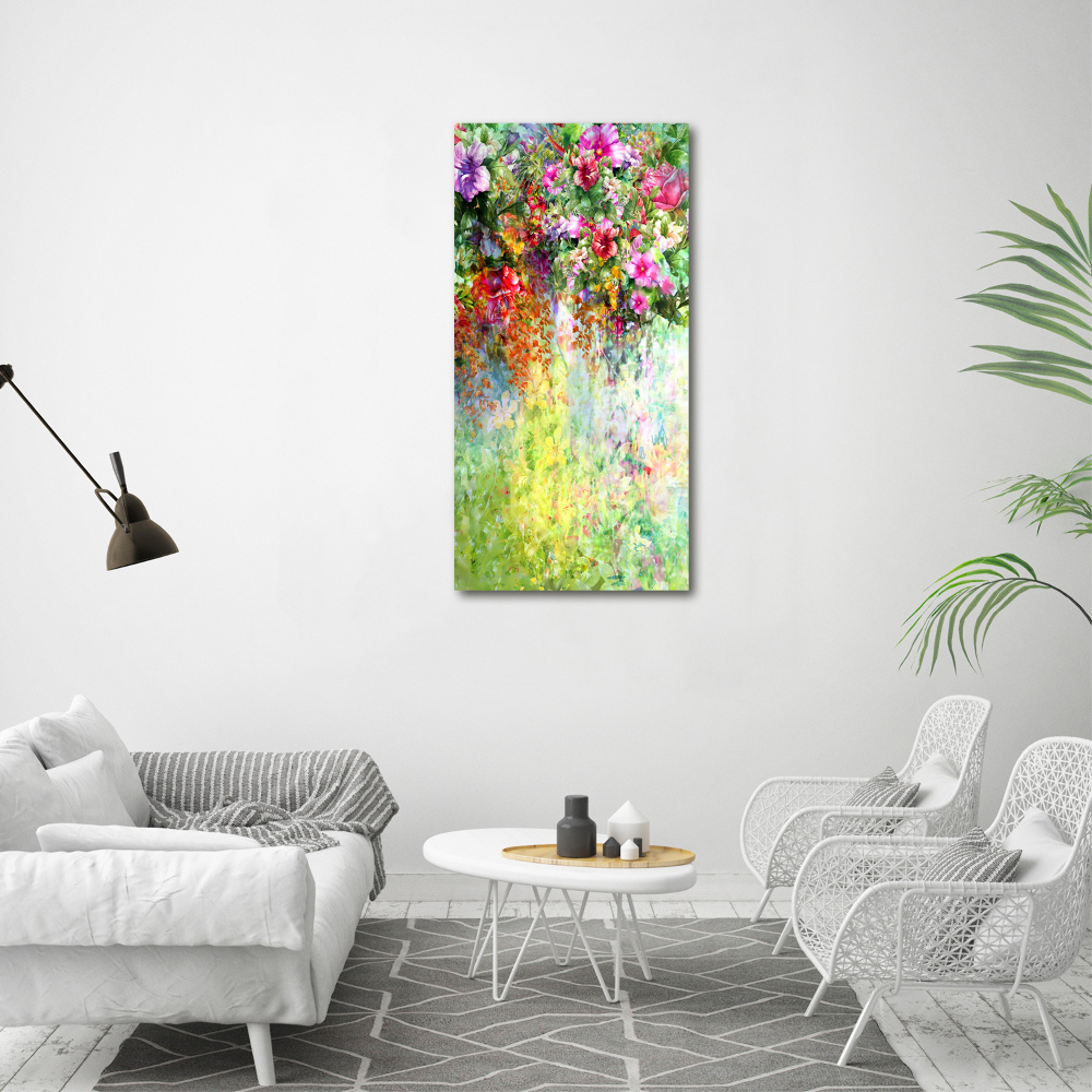 Vertikálny foto obraz akrylové sklo Farebné kvety