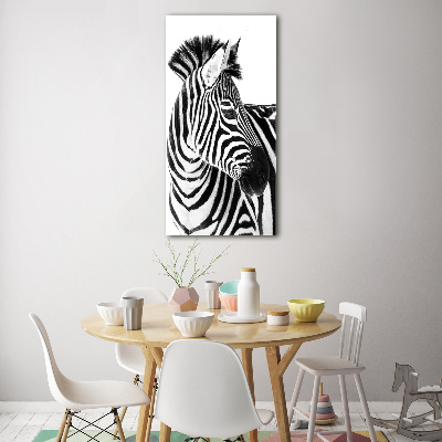 Vertikálny foto obraz akryl do obývačky Zebra na snehu