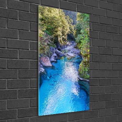 Vertikálny foto obraz akrylový do obývačky Rieka v lese
