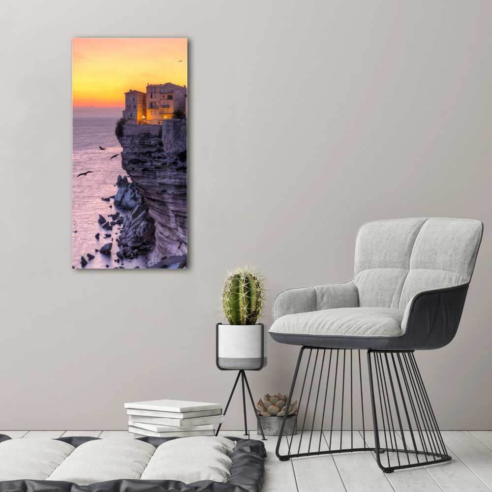 Vertikálny foto obraz akryl do obývačky Domy nad útesom