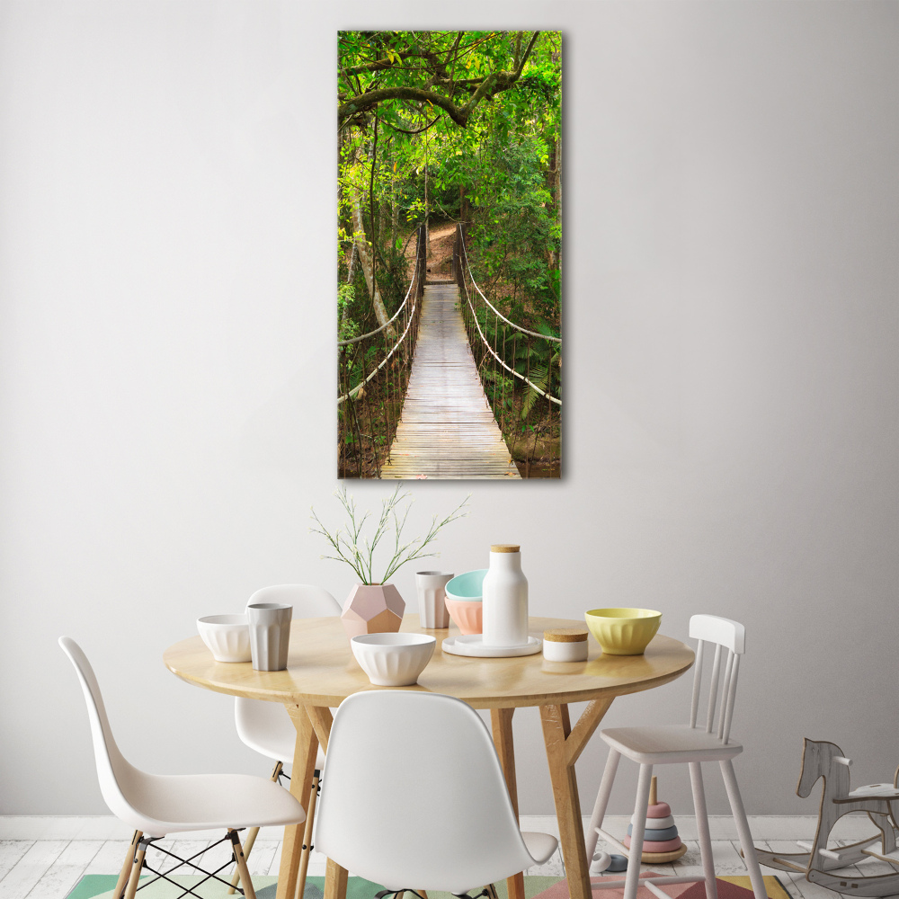 Vertikálny foto obraz akrylový Visiaci most v lese