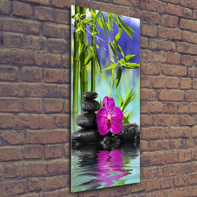 Vertikálny foto obraz akrylový Orchidea a bambus