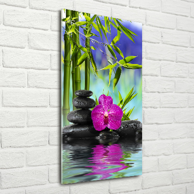 Vertikálny foto obraz akrylový Orchidea a bambus