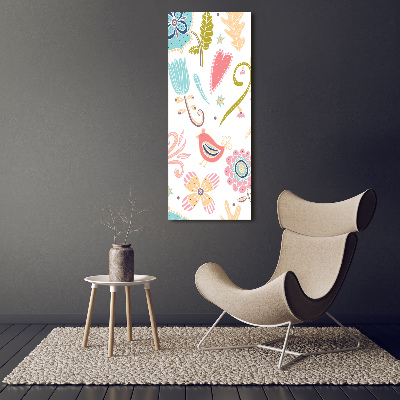 Vertikálny foto obraz akryl do obývačky Rastliny a vták