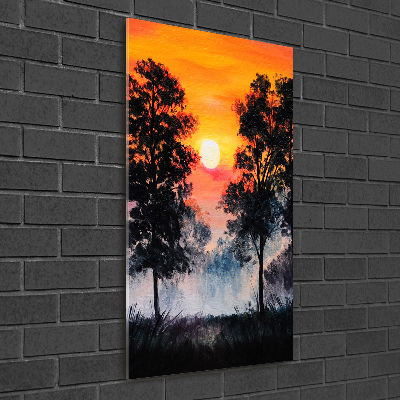 Vertikálny foto obraz akrylový Západ slnka les
