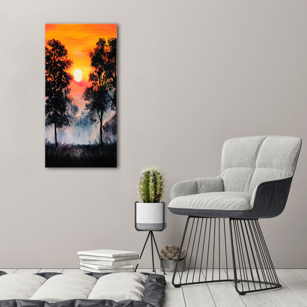 Vertikálny foto obraz akrylový Západ slnka les