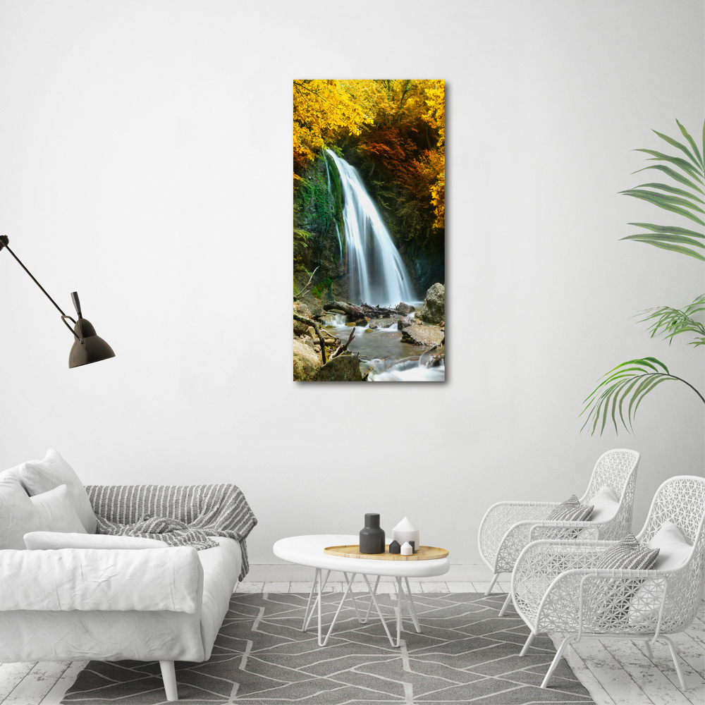 Vertikálny foto obraz akrylové sklo Vodopád v lese