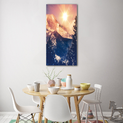 Vertikálny foto obraz akrylový Slnko nad horami