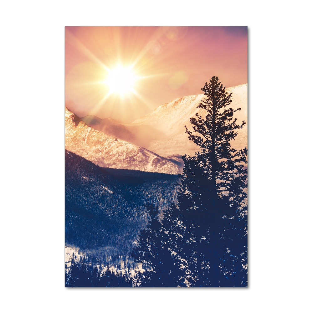 Vertikálny foto obraz akrylový Slnko nad horami