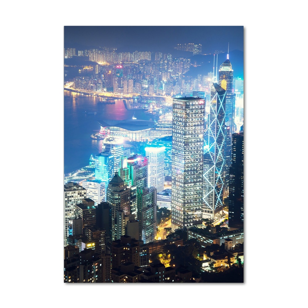 Vertikálny foto obraz akryl do obývačky nočné Hongkong