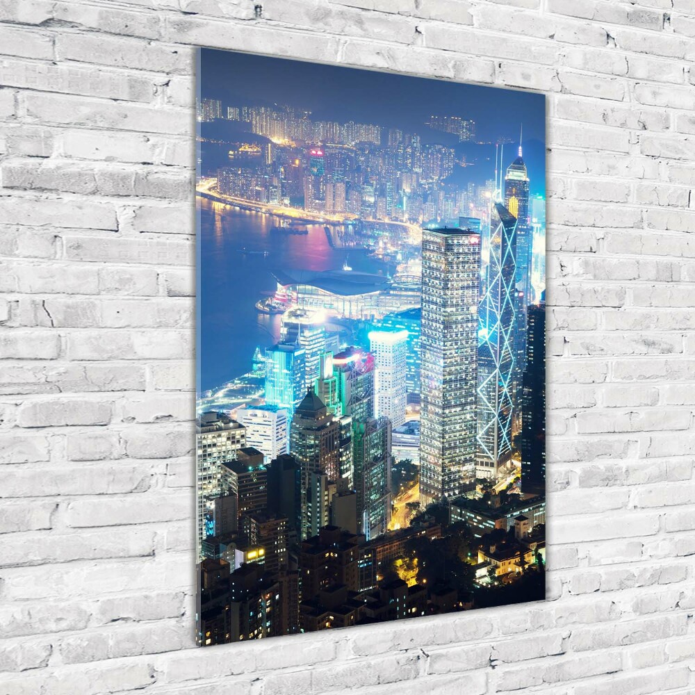 Vertikálny foto obraz akryl do obývačky nočné Hongkong