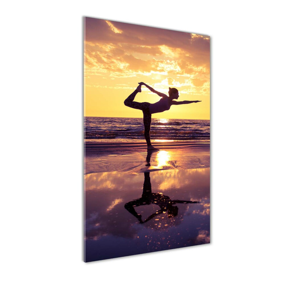 Vertikálny foto obraz akrylový do obývačky Joga na pláži
