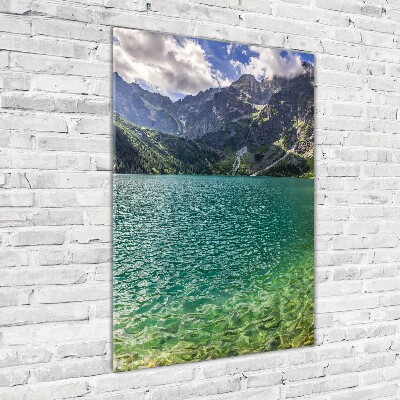 Vertikálny foto obraz akrylové sklo Jazero v horách