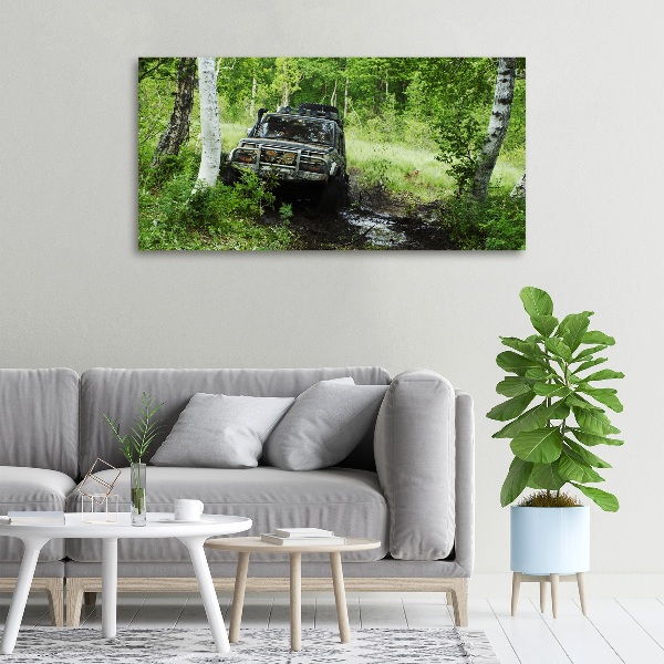 Moderný fotoobraz canvas na ráme Jeep v lese