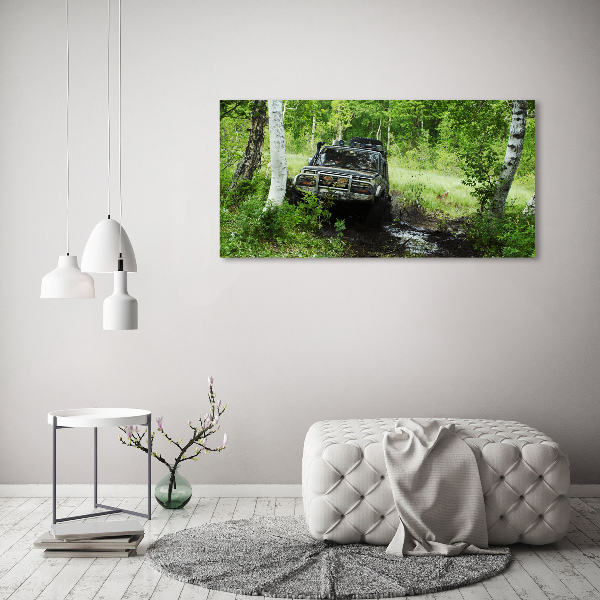 Moderný fotoobraz canvas na ráme Jeep v lese