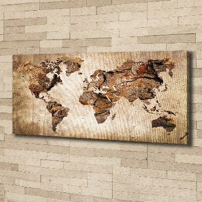 Foto obraz canvas Mapa sveta drevo