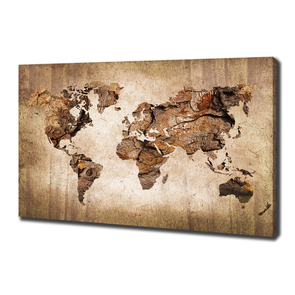 Foto obraz canvas Mapa sveta drevo