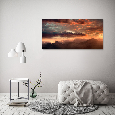 Foto obraz na plátne do obývačky Západ slnka hory