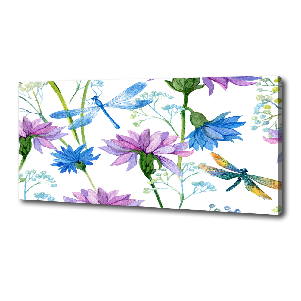 Foto obraz na plátne Kvety a vážky