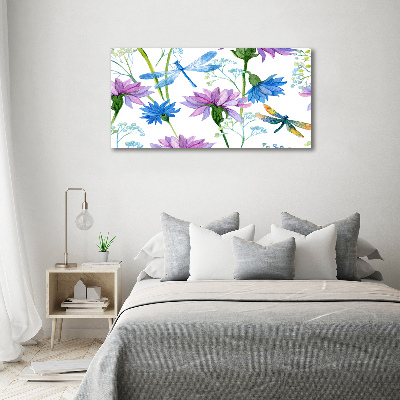 Foto obraz na plátne Kvety a vážky