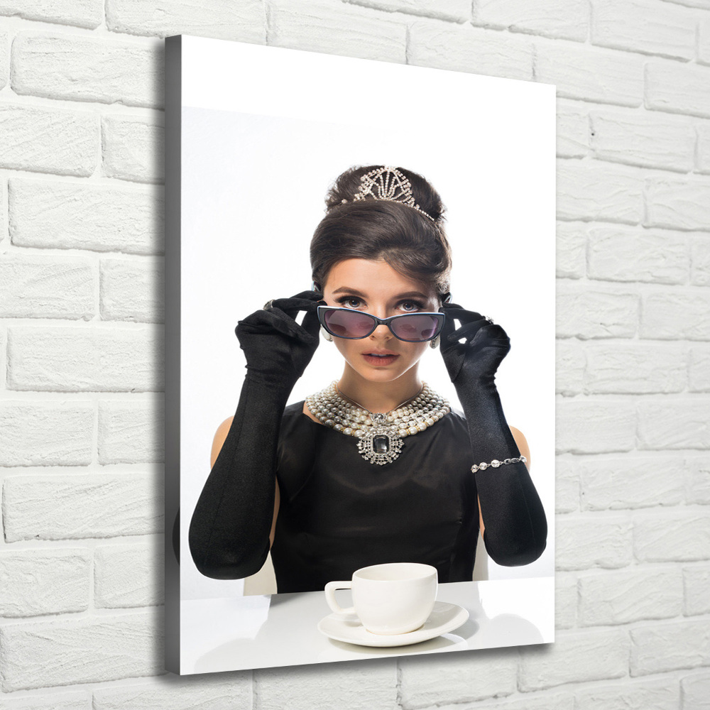 Vertikálny foto obraz na plátne Žena v okuliaroch