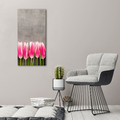 Vertikálny foto obraz na plátne Ružové tulipány