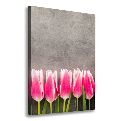 Vertikálny foto obraz na plátne Ružové tulipány