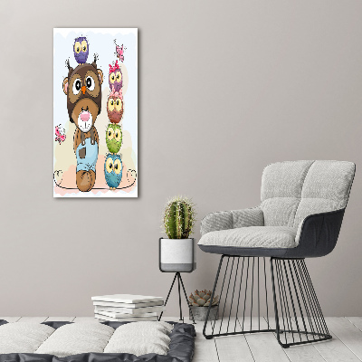 Vertikálny foto obraz na plátne do obývačky Medveď a sovy