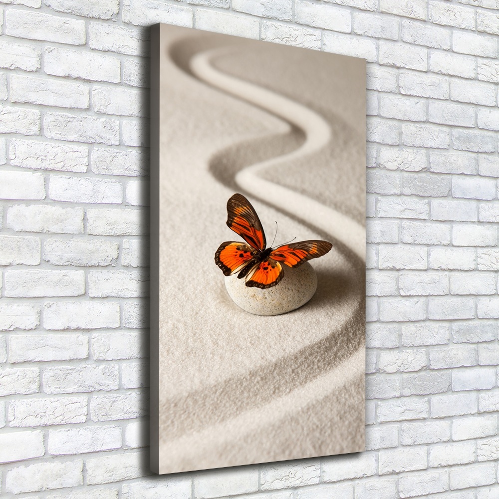 Vertikálny foto obraz na plátne Kameň zen a motýľ