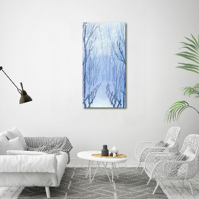 Vertikálny foto obraz na plátne do obývačky Les zima