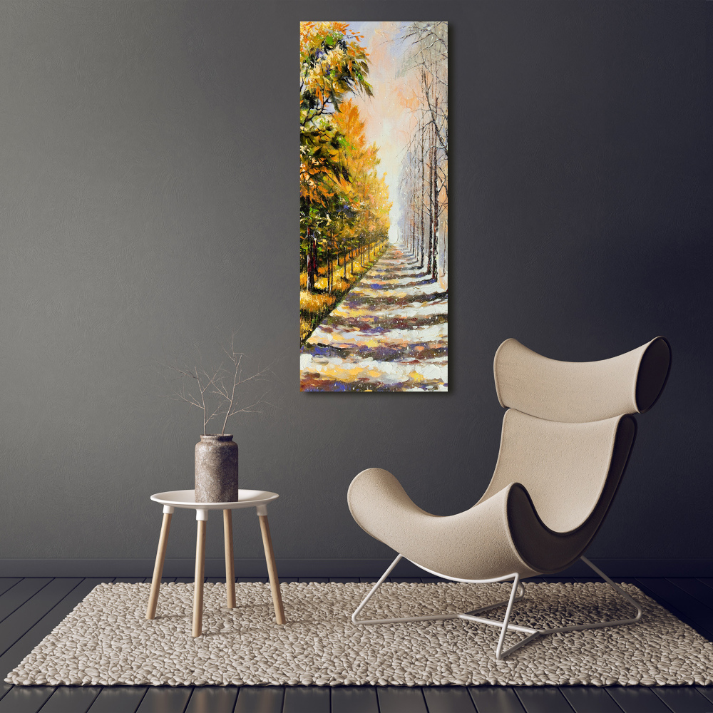 Vertikálny foto obraz na plátne Zima a jeseň