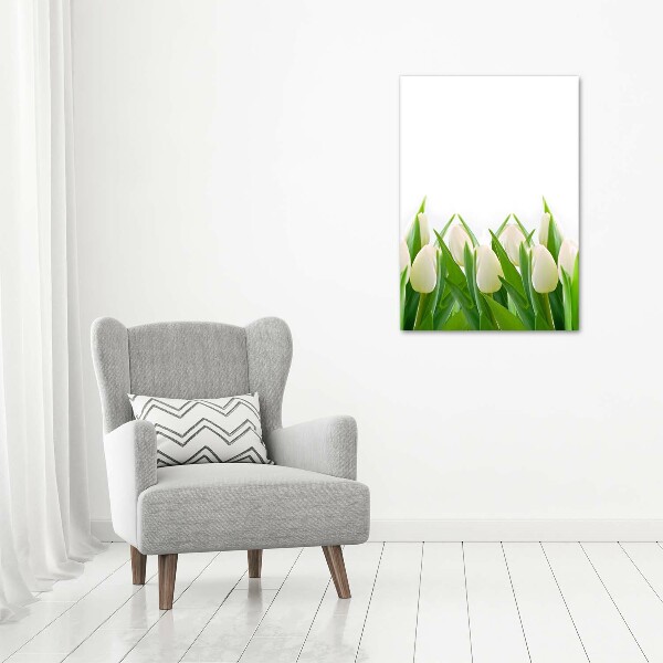 Vertikálny foto-obraz canvas do obývačky Biele tulipány