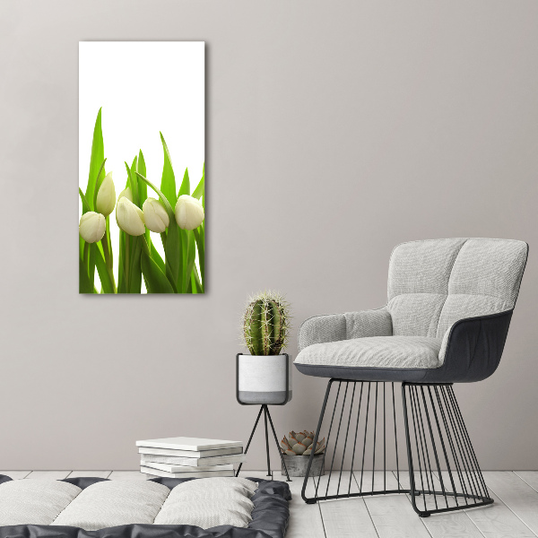 Vertikálny foto-obraz canvas do obývačky Biele tulipány