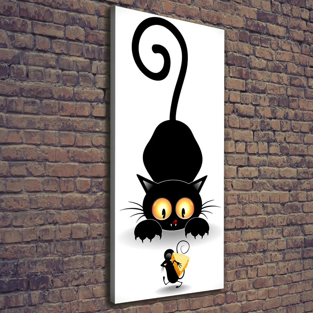 Vertikálny foto obraz na plátne do obývačky Kocúr a myš