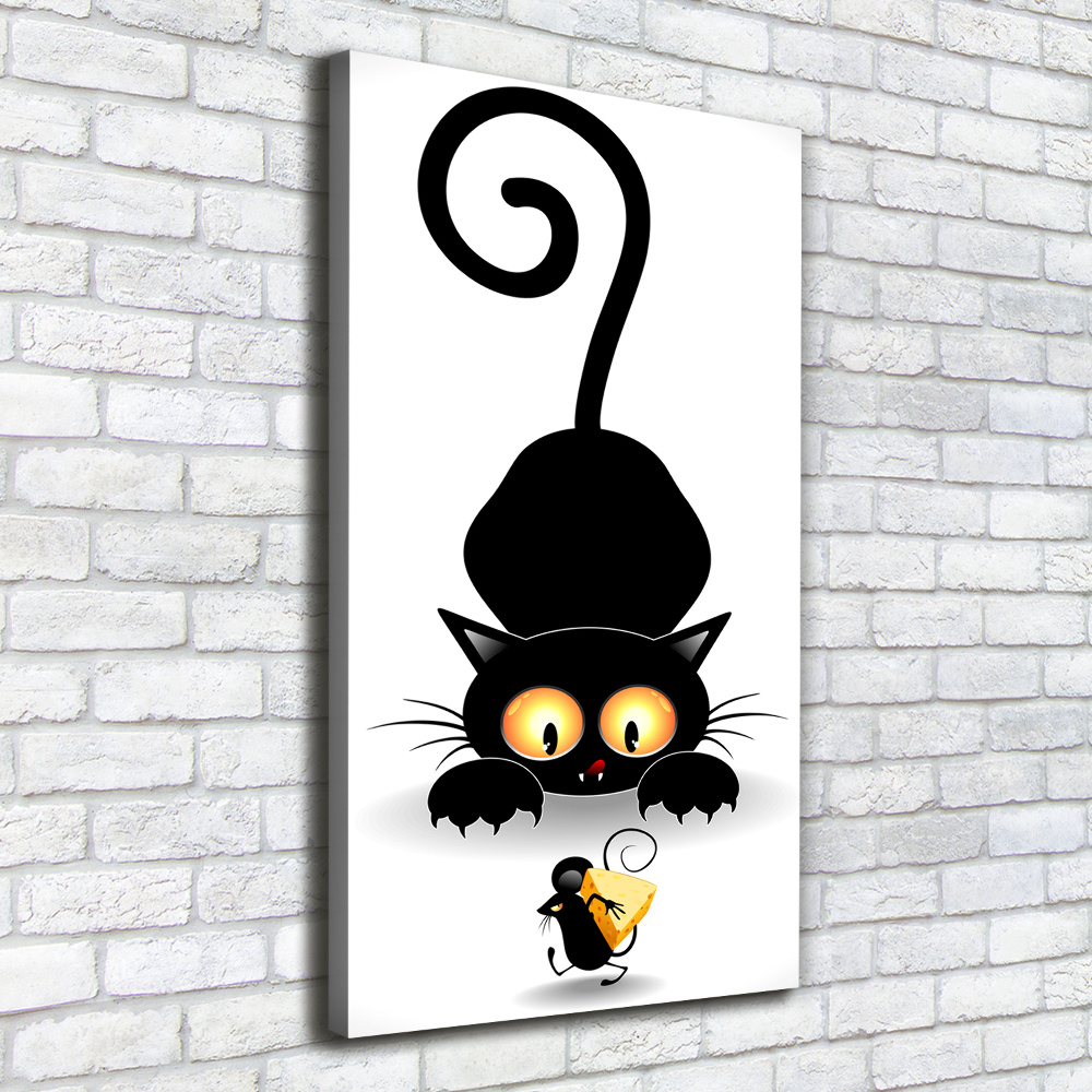 Vertikálny foto obraz na plátne do obývačky Kocúr a myš