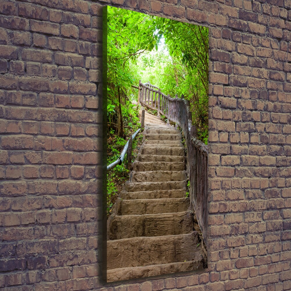 Schody v lese vertik lny foto obraz na pl tne wallmuralia sk
