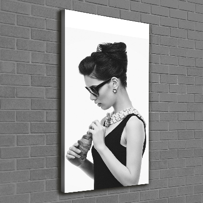 Vertikálny foto obraz na plátne Žena v okuliaroch
