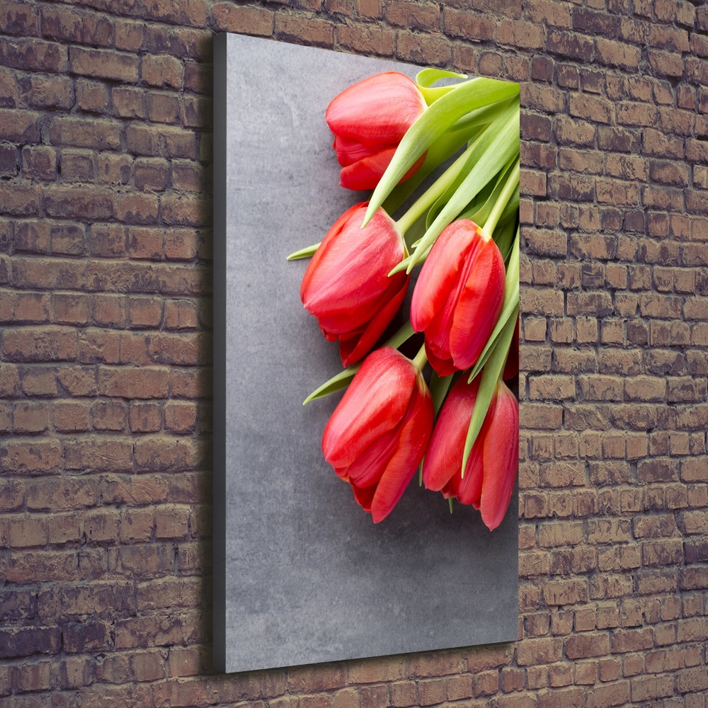Vertikálny foto obraz na plátne Červené tulipány