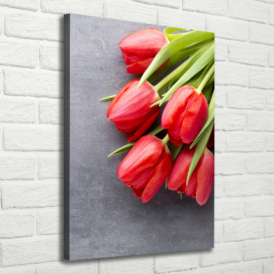 Vertikálny foto obraz na plátne Červené tulipány