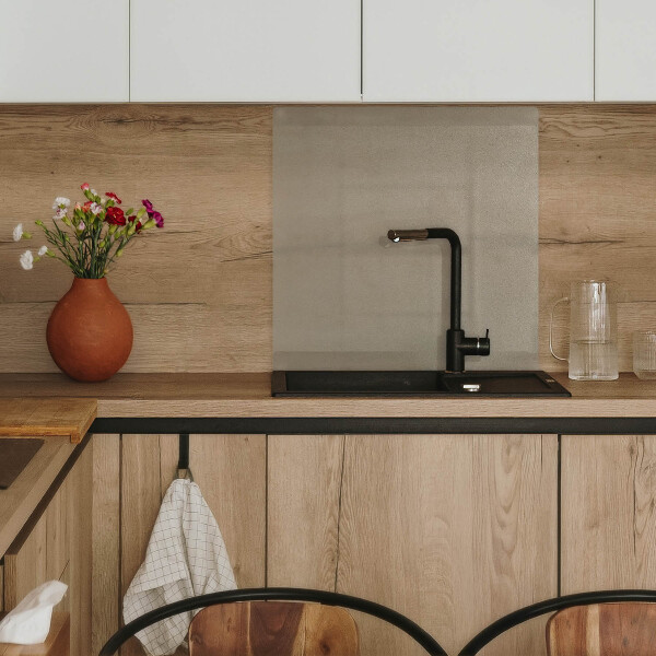 Sklenený kryt za sporák Štvorcový polopriehľadný