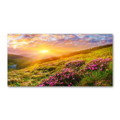 Foto obraz sklo tvrzené Západ slnka hory