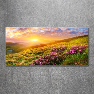 Foto obraz sklo tvrzené Západ slnka hory