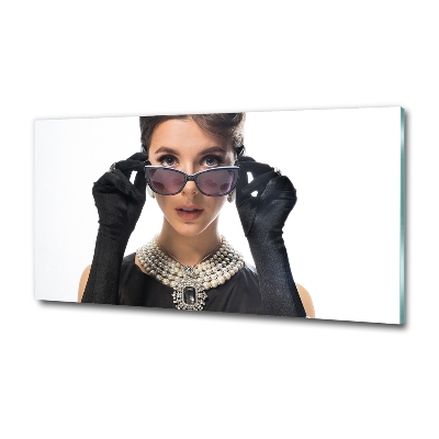 Foto obraz fotografie na skle Žena s okuliarmi