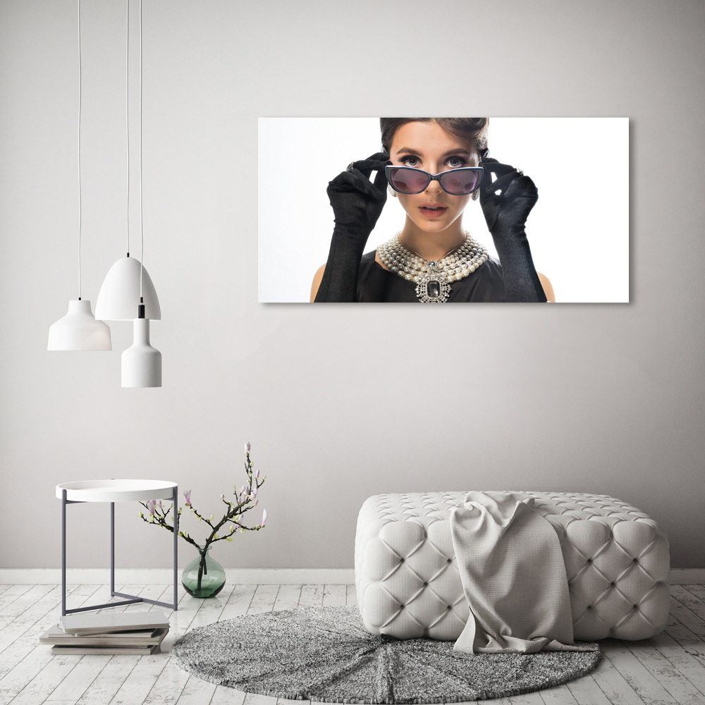 Foto obraz fotografie na skle Žena s okuliarmi