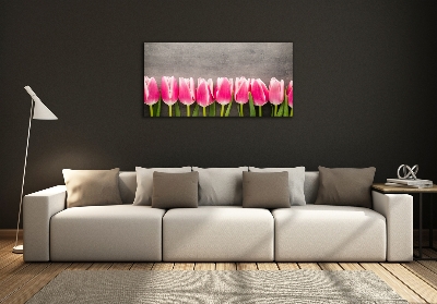 Foto obraz sklo tvrzené ružové tulipány