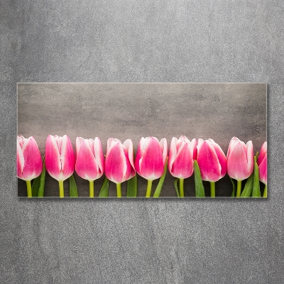 Foto obraz sklo tvrzené ružové tulipány