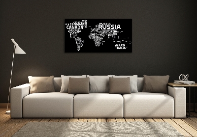 Foto obraz sklenený horizontálny Mapa sveta nápisy