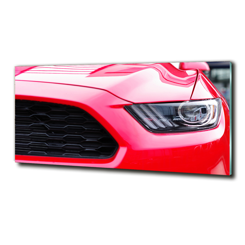 Foto obraz sklo tvrzené červený Mustang